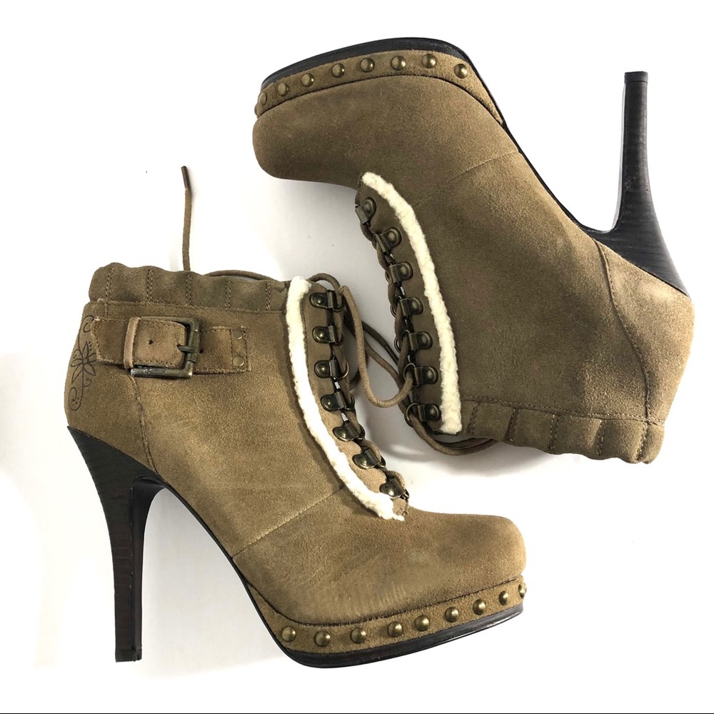 Nine West OSOVOSS tan heeled boot ankle bootie